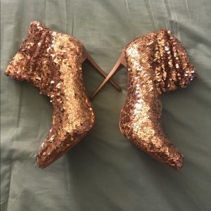 Sequin Bootie heels.